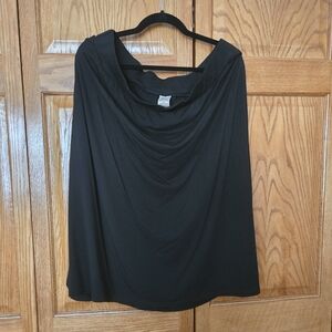 Elegant Black Women's Plus Elastic Waist Skirt